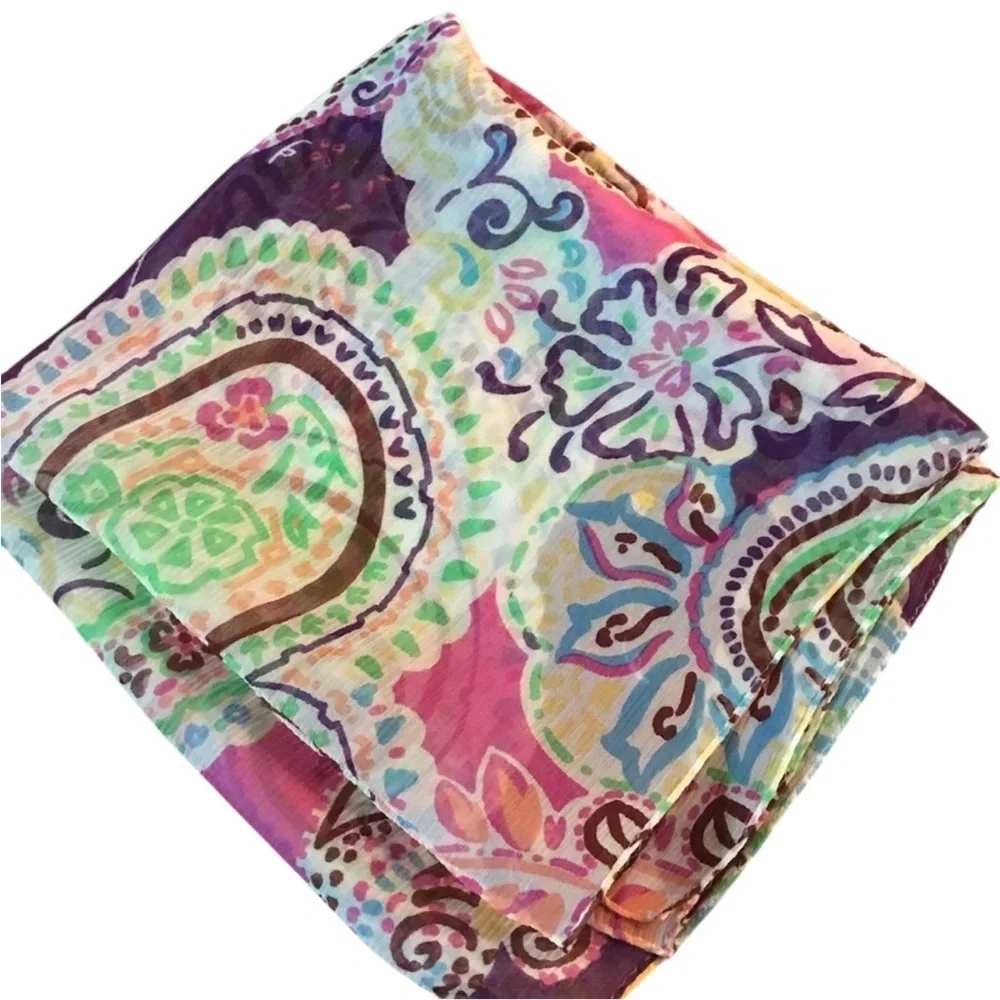 ETCETERA 100% Silk Scarf *Colorful Paisley Print*